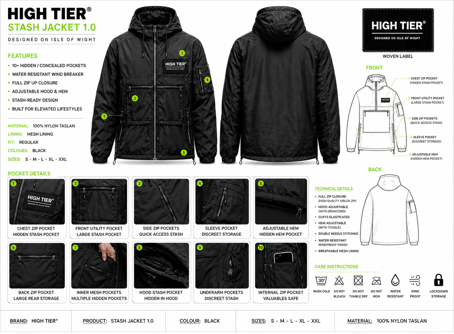 Stash Jacket 1.0 technical flat